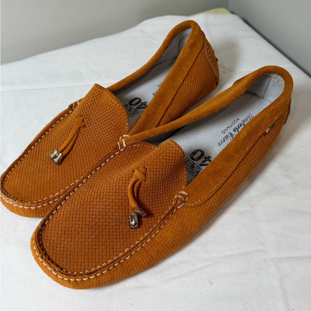 Elegant Umberto Italy Carro EU 40 US 9.5 Burnt Orange Drivers Loafers for Men - Picture 3 of 12
